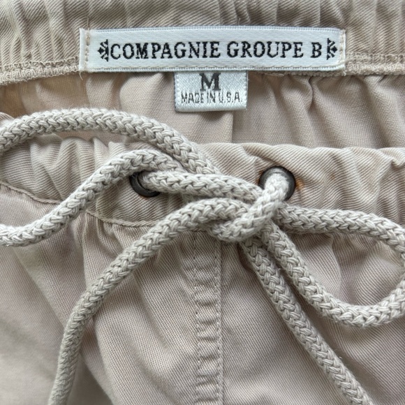 Vintage Cargo Skirt Made In USA Casual Tie Waist Neutral Linen Beige Size Medium - Picture 11 of 15